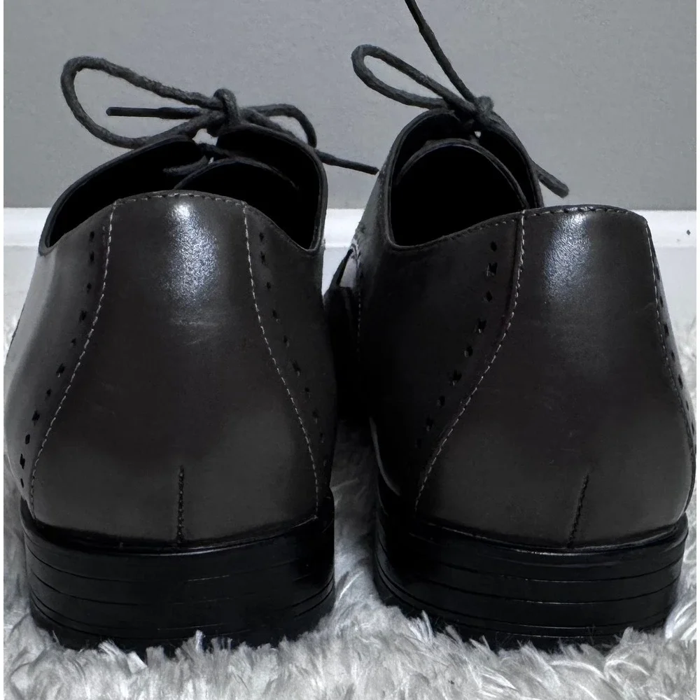 Peaky Blinders 11.5 M‎ Grey Black Leather Cap Toe Oxford Dress Shoes Dapper